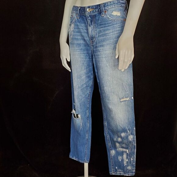 Abercrombie & Fitch Signature Collection High Rise Girlfriend Distressed Jeans - Picture 2 of 7